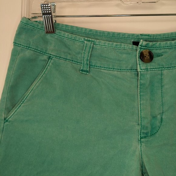 American Eagle Low Rise Midi Chino Shorts in Blue Green Turquoise Teal - Picture 3 of 7